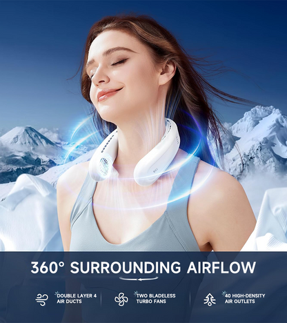 🏆 BVJ Portable Neck Fan with Dual Cooling | 360° Airflow • Up to 8H Battery Life • 3 Speeds | Perfect for Summer, Travel & Outdoors