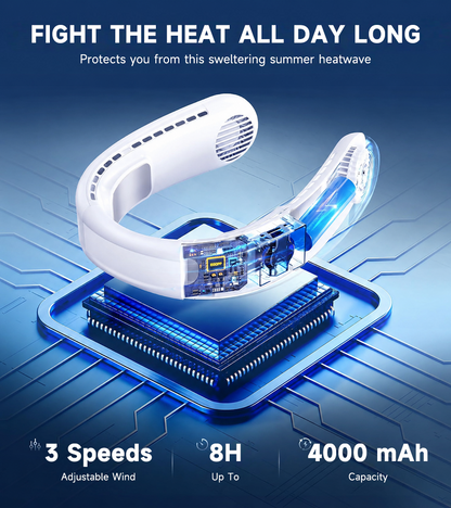 🏆 BVJ Portable Neck Fan with Dual Cooling | 360° Airflow • Up to 8H Battery Life • 3 Speeds | Perfect for Summer, Travel & Outdoors