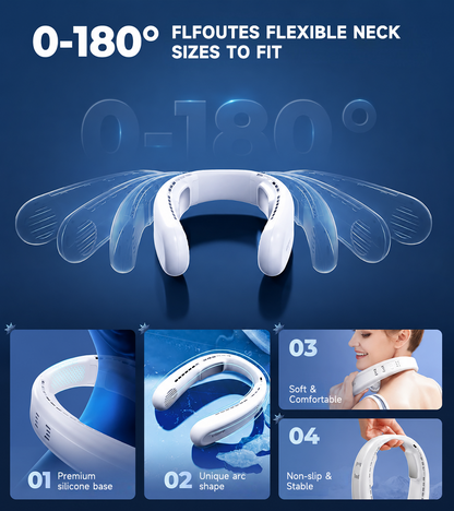 🏆 BVJ Portable Neck Fan with Dual Cooling | 360° Airflow • Up to 8H Battery Life • 3 Speeds | Perfect for Summer, Travel & Outdoors