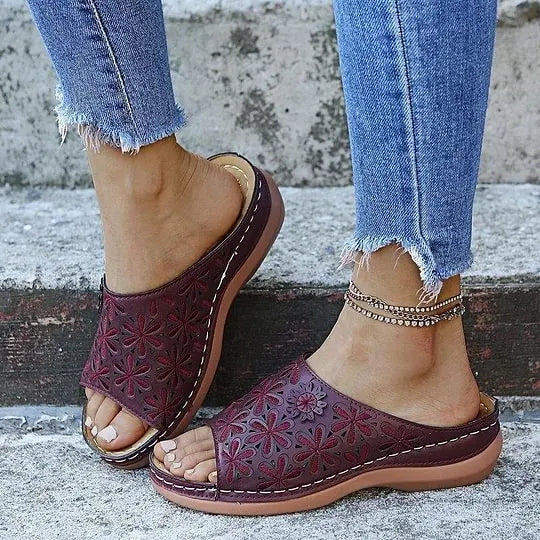 Last Day 49% OFF!!!|Women Leather Soft Footbed Sandals
