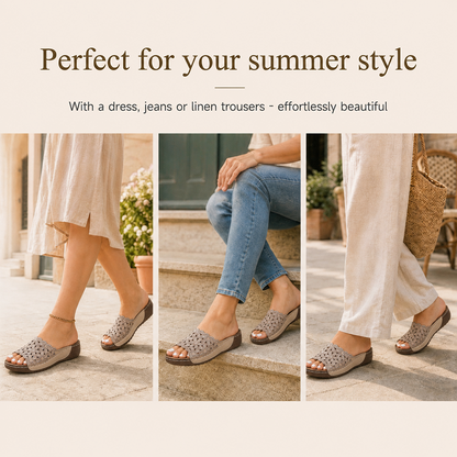 🏆𝙇𝘼𝙎𝙏 𝘿𝘼𝙔: 𝟴𝟬% 𝙊𝙁𝙁⭐⭐Women's Openwork Floral Embroidered Orthopedic Wedge Sandals