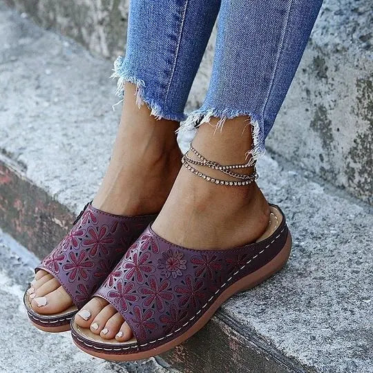 Last Day 49% OFF!!!|Women Leather Soft Footbed Sandals