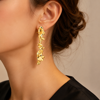 ✨ Gold Jewellery Set for Women – Elegant Liquid Design Necklace, Bracelet & Earrings