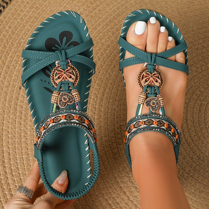 ⭐💝 Summer Sale ⭐ Women's Fashion Bohemian Open-Toe Rhinestone Sandals