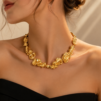 ✨ Gold Jewellery Set for Women – Elegant Liquid Design Necklace, Bracelet & Earrings
