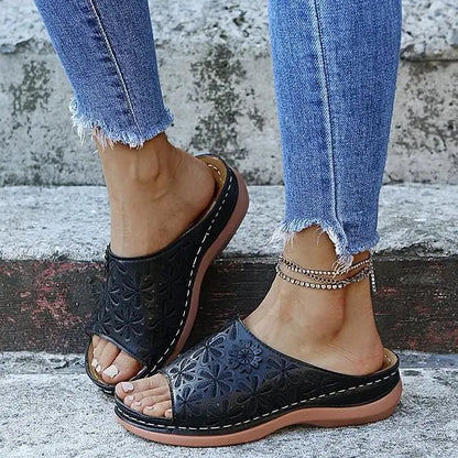 Last Day 49% OFF!!!|Women Leather Soft Footbed Sandals
