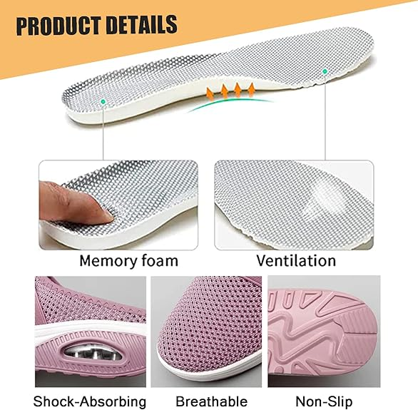 🔥Free shipping-BQODQO® Diabetic Air-Cushion Slip-On Walking Shoes, Orthopedic Diabetic Slippers, with Arch-Support for Women