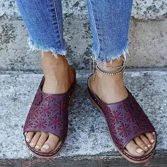 Last Day 49% OFF!!!|Women Leather Soft Footbed Sandals