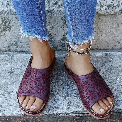 Last Day 49% OFF!!!|Women Leather Soft Footbed Sandals