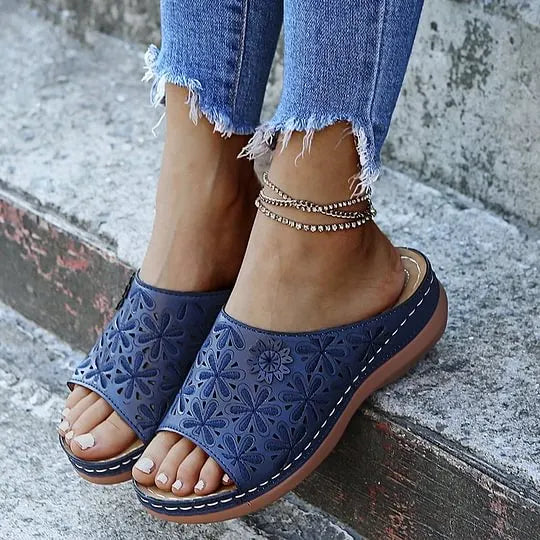 Last Day 49% OFF!!!|Women Leather Soft Footbed Sandals