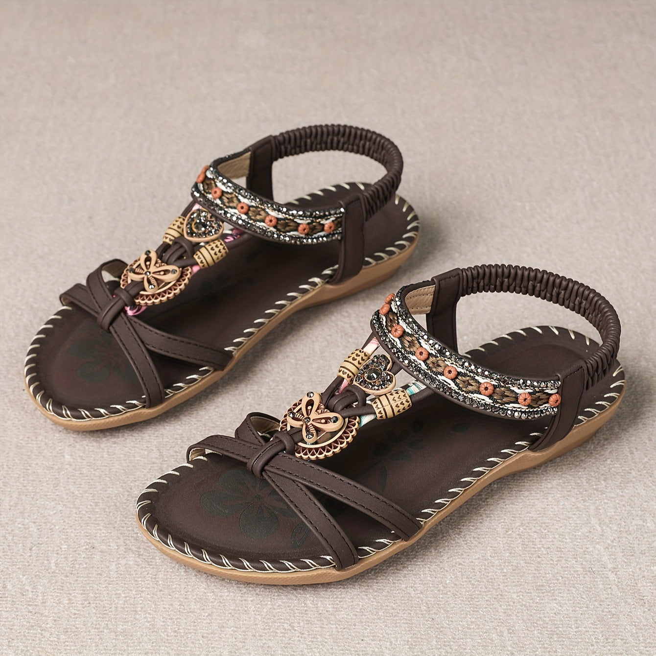 ⭐💝 Summer Sale ⭐ Women's Fashion Bohemian Open-Toe Rhinestone Sandals