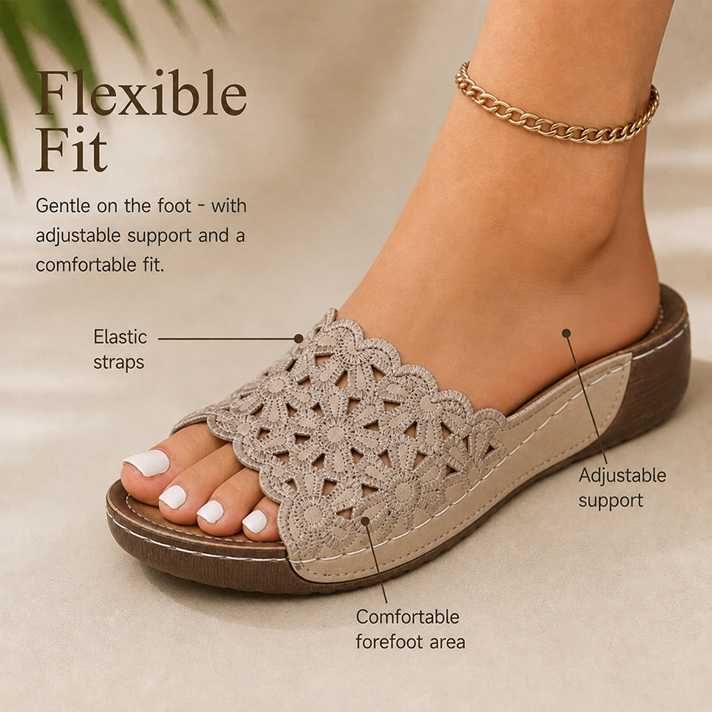 🏆𝙇𝘼𝙎𝙏 𝘿𝘼𝙔: 𝟴𝟬% 𝙊𝙁𝙁⭐⭐Women's Openwork Floral Embroidered Orthopedic Wedge Sandals