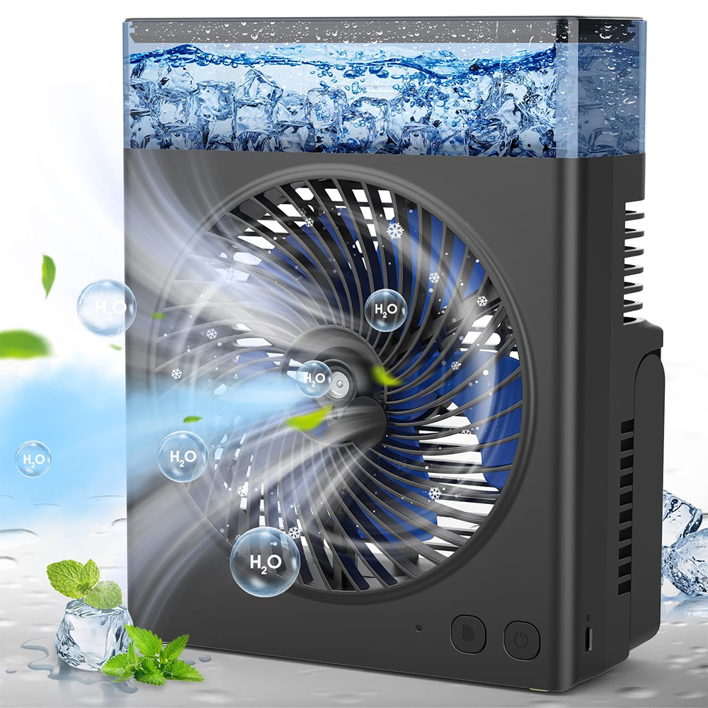 ❄️ BVJ Portable Misting Fan with 600ml Water Tank | ❄️Up to 30H Battery Life • USB Rechargeable • Quiet & Compact | Perfect for Home, Office, Camping & Travel