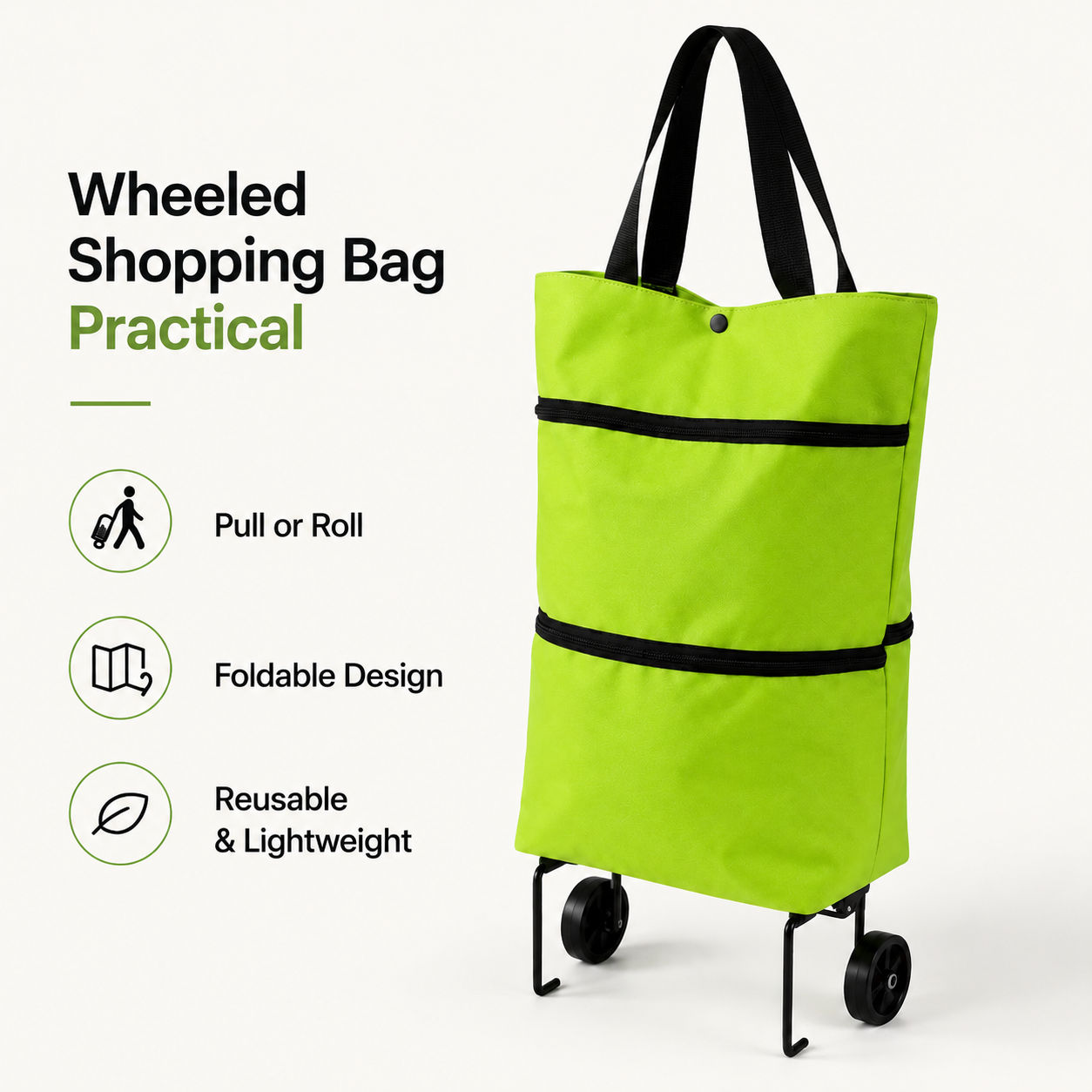 💖 New Foldable Shopping Trolley – Waterproof, Sturdy & 2-in-1 Carry Bag Design!