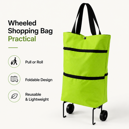 💖 New Foldable Shopping Trolley – Waterproof, Sturdy & 2-in-1 Carry Bag Design!