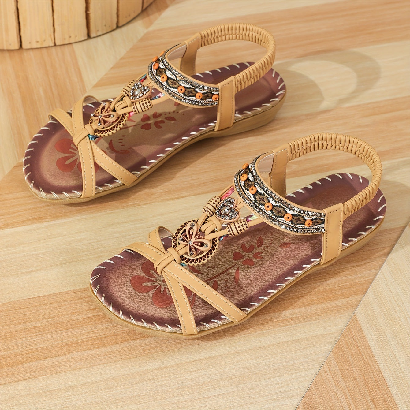 ⭐💝 Summer Sale ⭐ Women's Fashion Bohemian Open-Toe Rhinestone Sandals