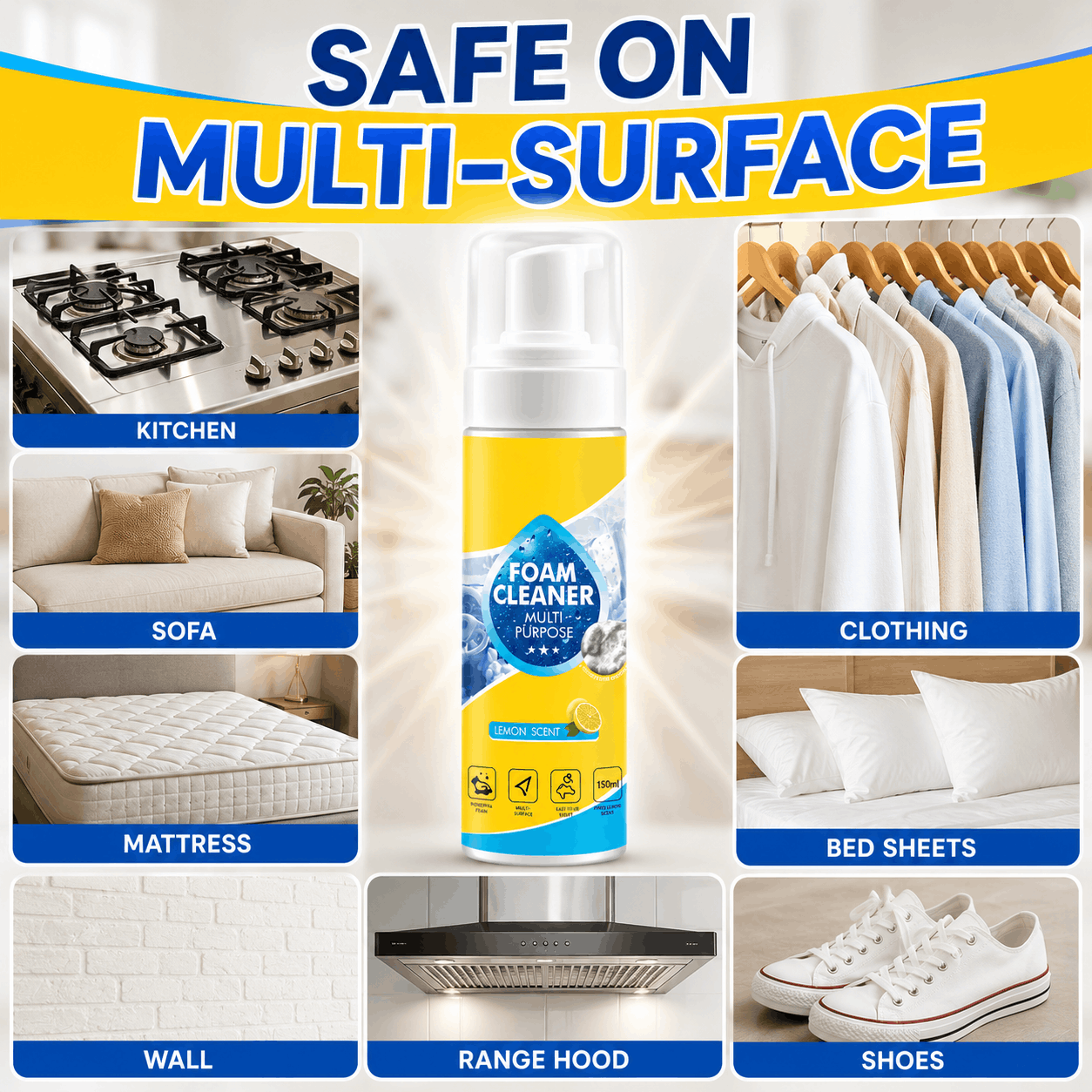 ✨Last Day 60% OFF - Foam No-Rinse Cleaner — Spray, Wipe & Done