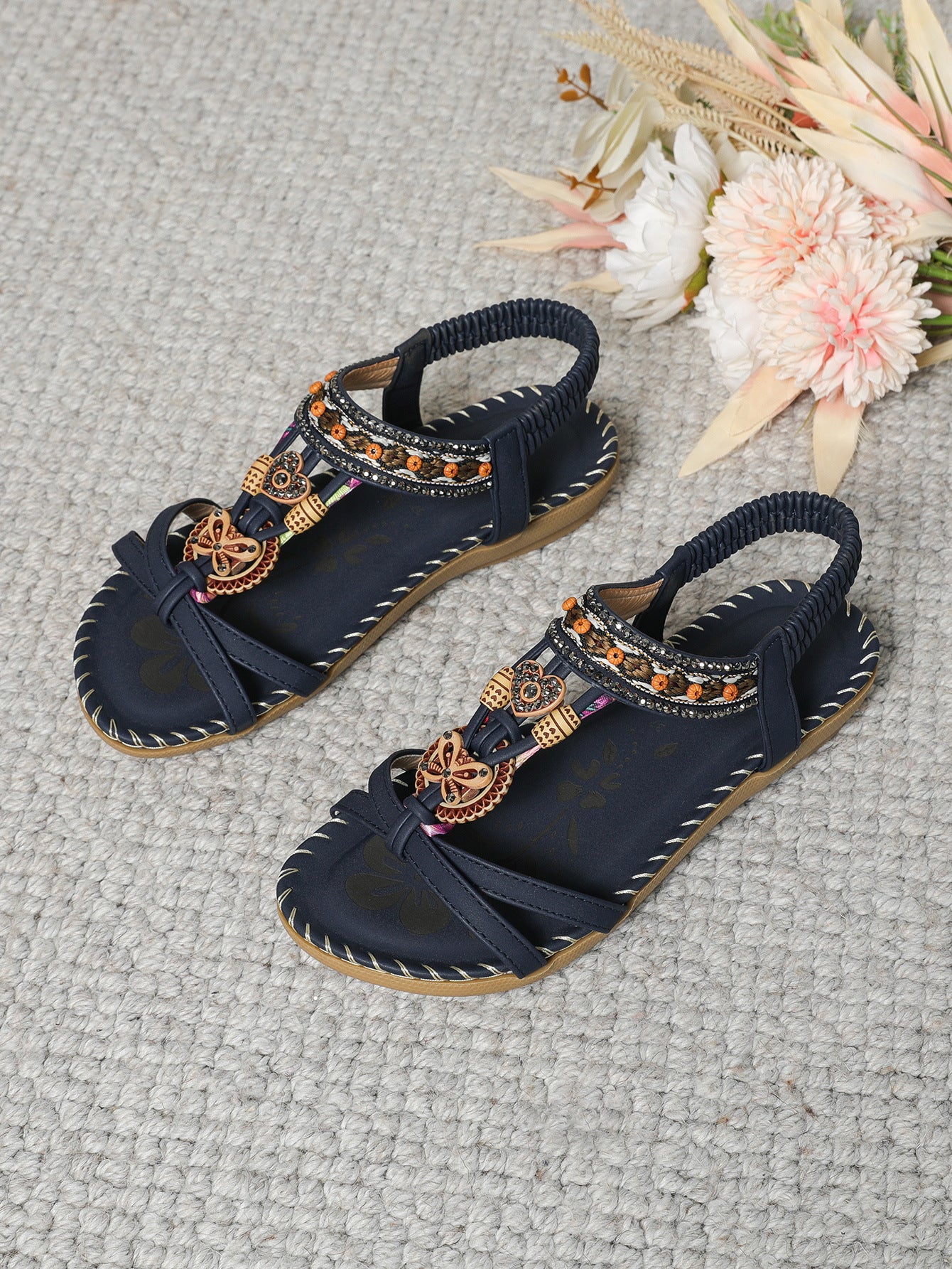 ⭐💝 Summer Sale ⭐ Women's Fashion Bohemian Open-Toe Rhinestone Sandals