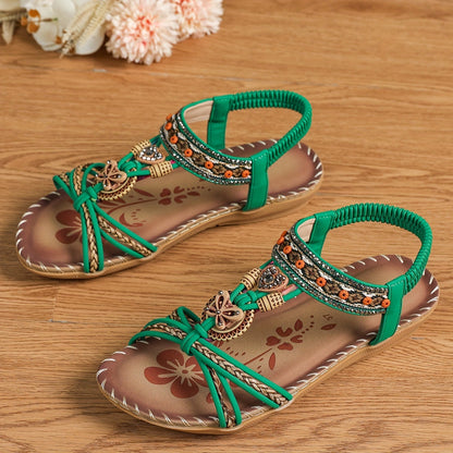 ⭐💝 Summer Sale ⭐ Women's Fashion Bohemian Open-Toe Rhinestone Sandals