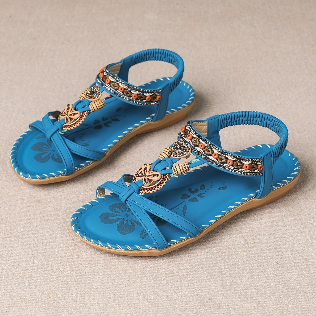 ⭐💝 Summer Sale ⭐ Women's Fashion Bohemian Open-Toe Rhinestone Sandals