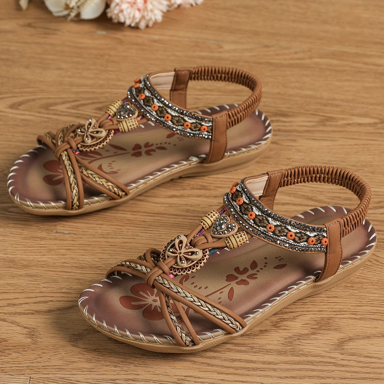 ⭐💝 Summer Sale ⭐ Women's Fashion Bohemian Open-Toe Rhinestone Sandals